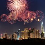 Merdeka Fireworks 2025 in Malaysia - Kuala Lumpur skyline with fireworks
