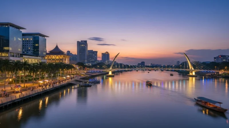 Darul Hana Waterfront and Bridge Kuching