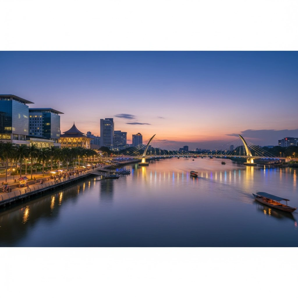 Darul Hana Waterfront and Bridge Kuching