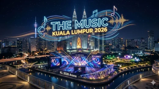 generate feature image for blog post with 1200x675px or bigger size with "The Music Run Kuala Lumpur 2026"..no people ..