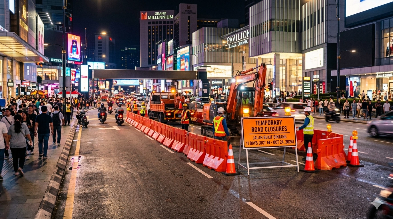Temporary Road Closures in Bukit Bintang for 11 Days