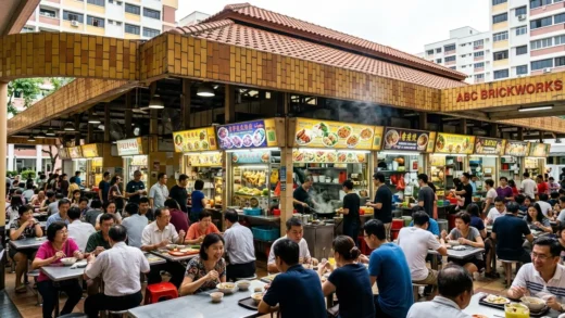 generate feature image for blog post with 1200x675px or bigger size with ABC Brickworks Market singapore"image without tittle.