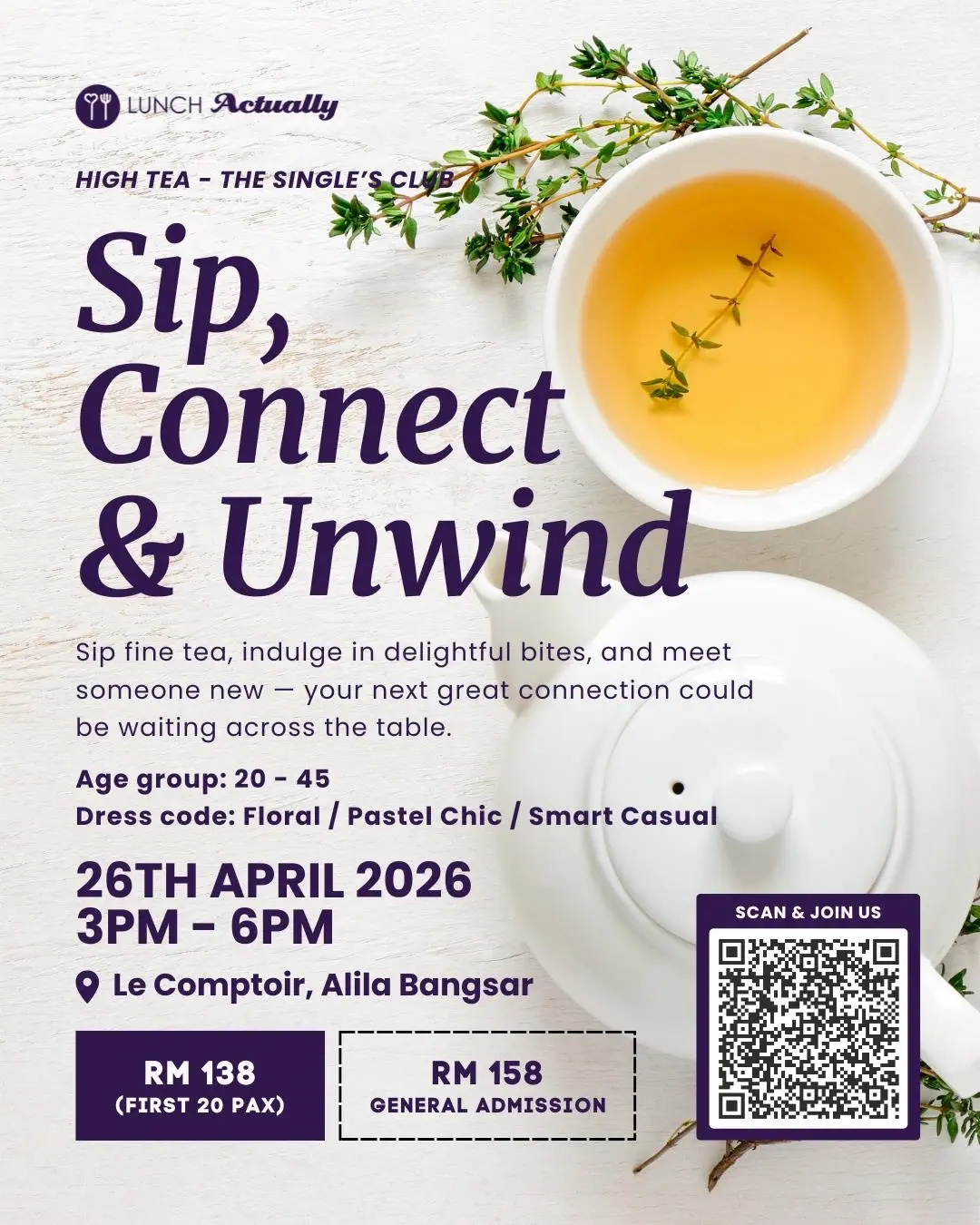 Sip, Connect & Unwind - High Tea - The Single's Club