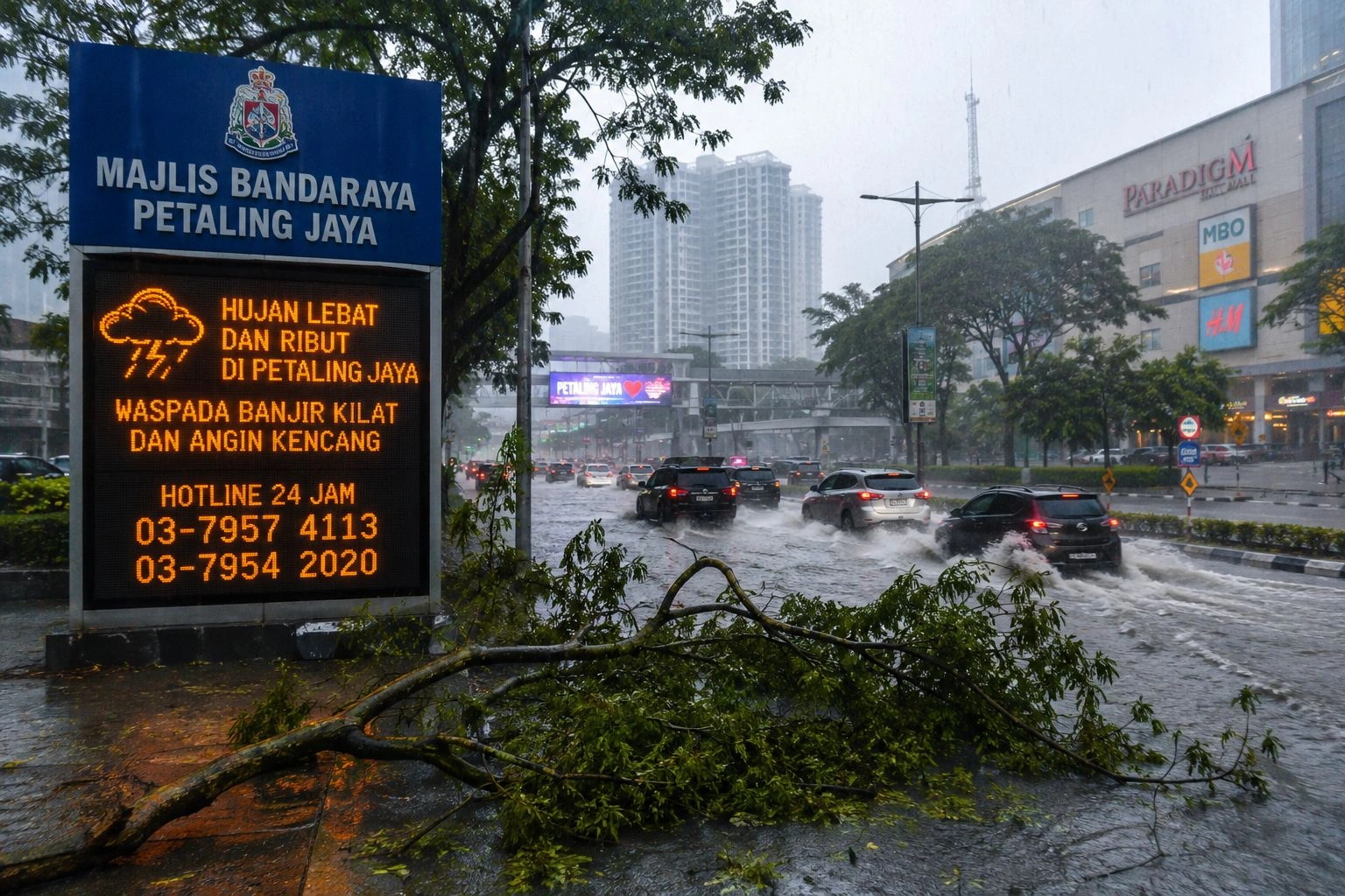 Heavy Rain Triggers Emergency Response in Petaling Jaya