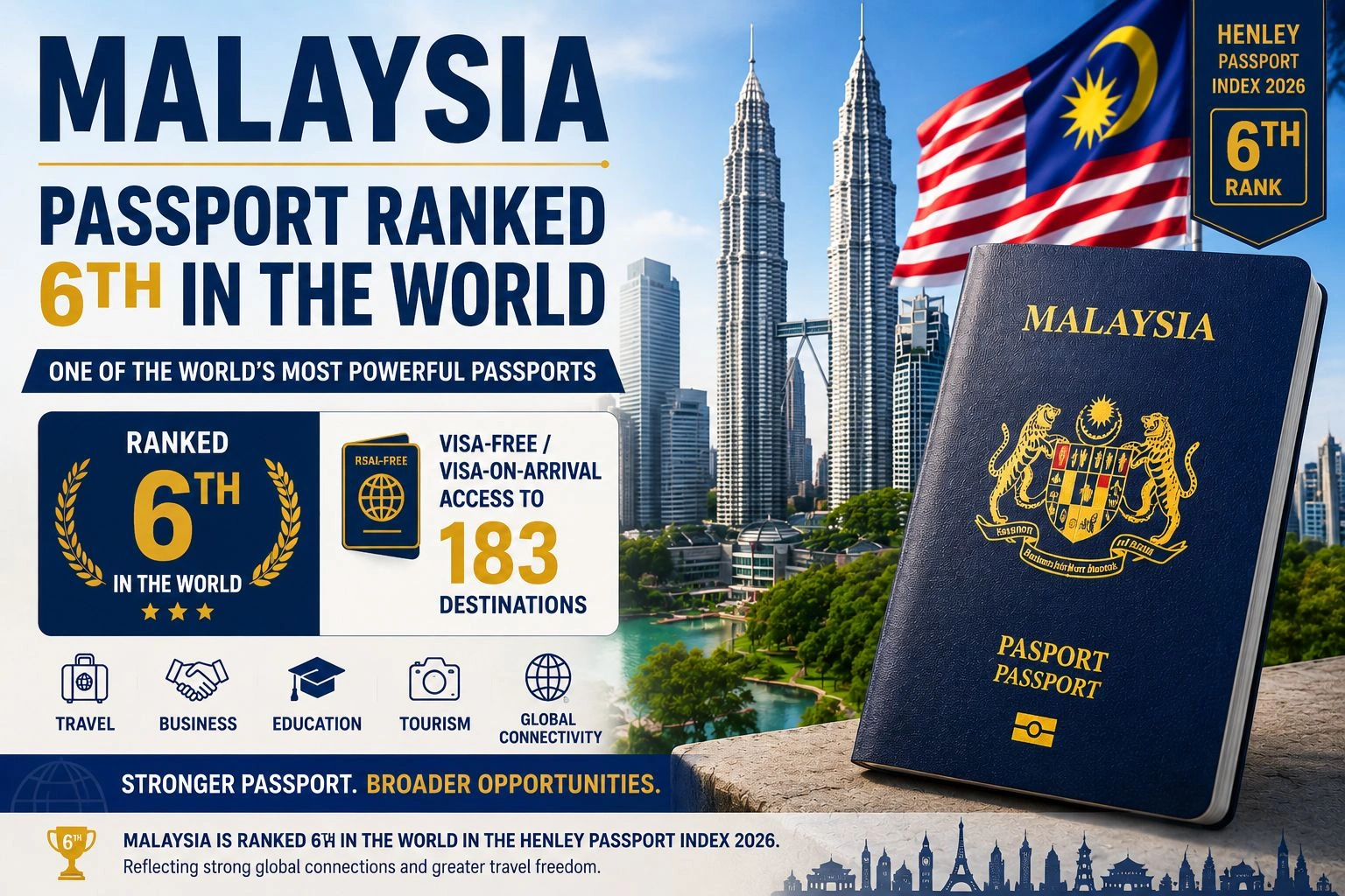 Malaysia Passport Ranked 7th Most Powerful in the World in Henley Passport Index 2026