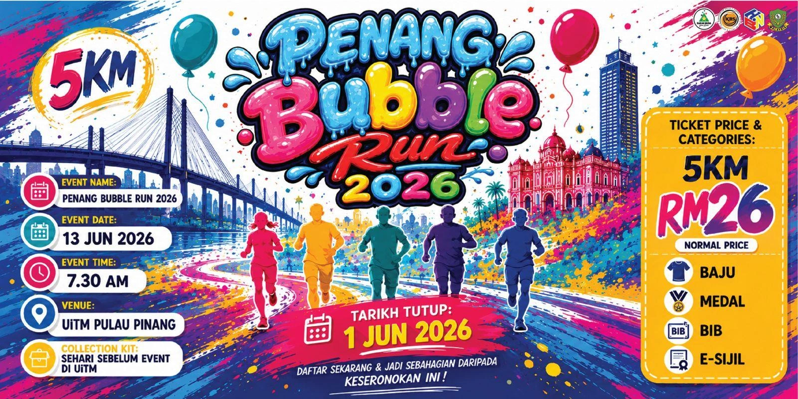Penang Bubble Run 2026 Returns with a Colourful 5KM Fun Run Experience in Pulau Pinang